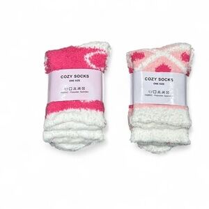 Valentine Cozy Pink and White Socks Set of 2 One/Size